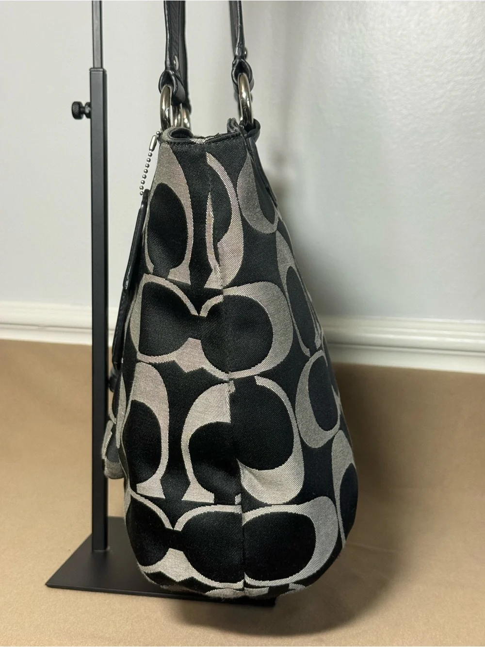 ✨ Authentic Vintage Coach Op Art Signature Tote✨Black & Gray| F25994 | Y2K Era